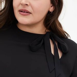 Brand New Black Georgette Bow Tie Blouse - 1X